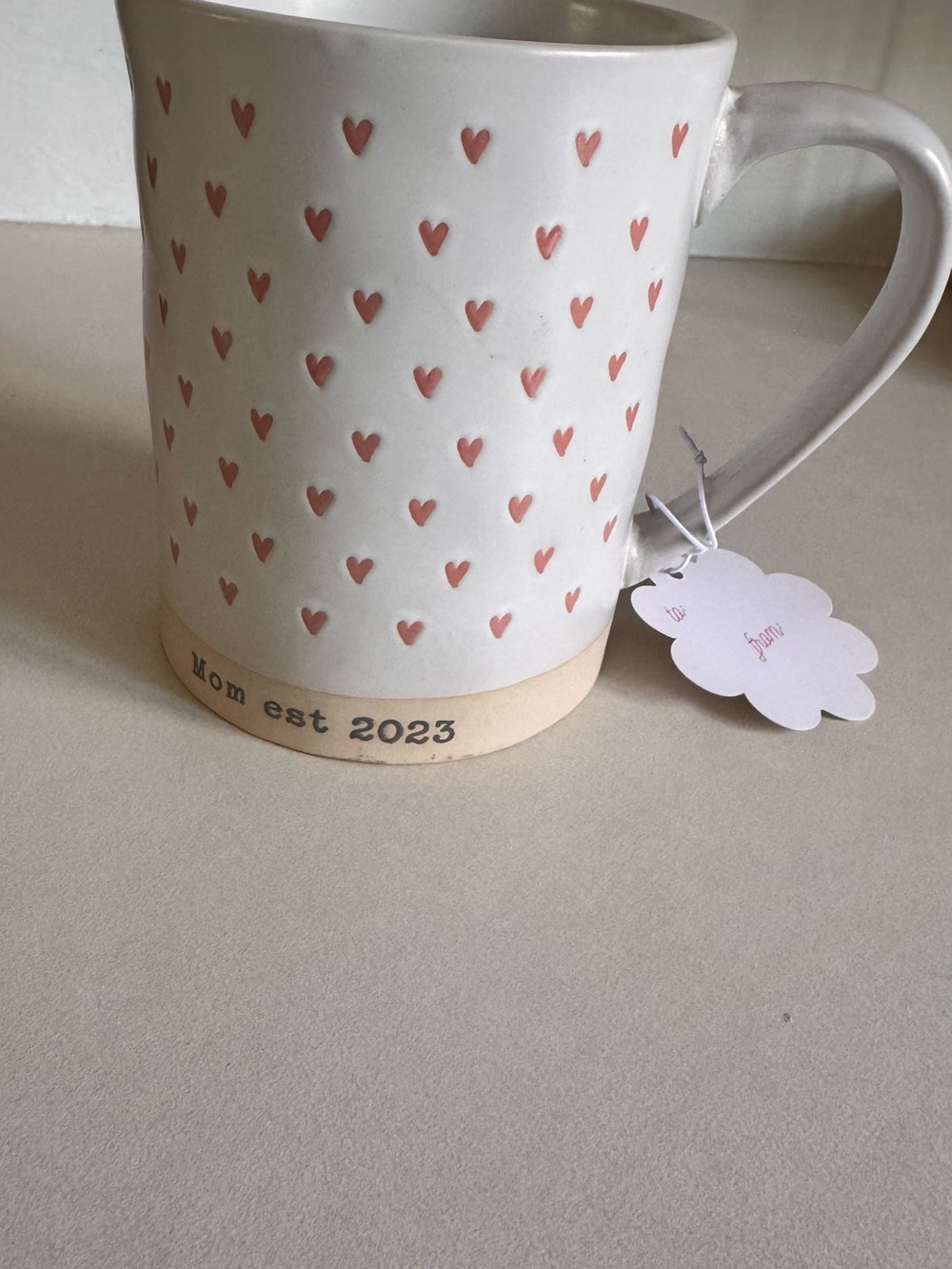 Sheffield Home White Mug with Pink Heart Pattern